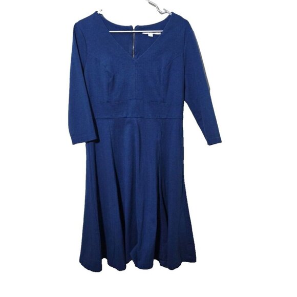 Boden Blue Fit and Flare 3/4 Sleeve Dress - Picture 1 of 12